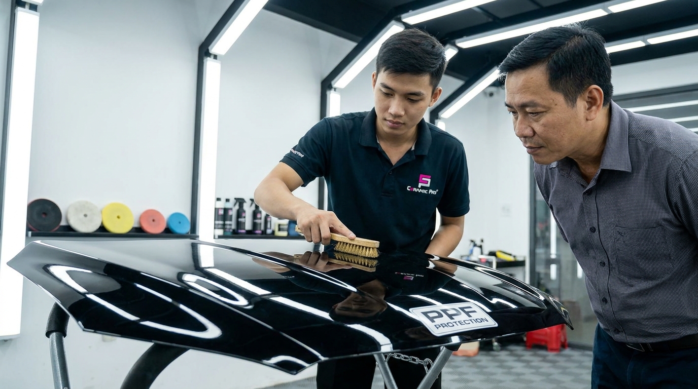 Dán Ppf Ô Tô Hồ Chí Minh: Bảng Giá, Kinh Nghiệm &Amp; Địa Chỉ Thi Công Uy Tín 2 DanPpfEvomaxHoChiMinhChongOVang