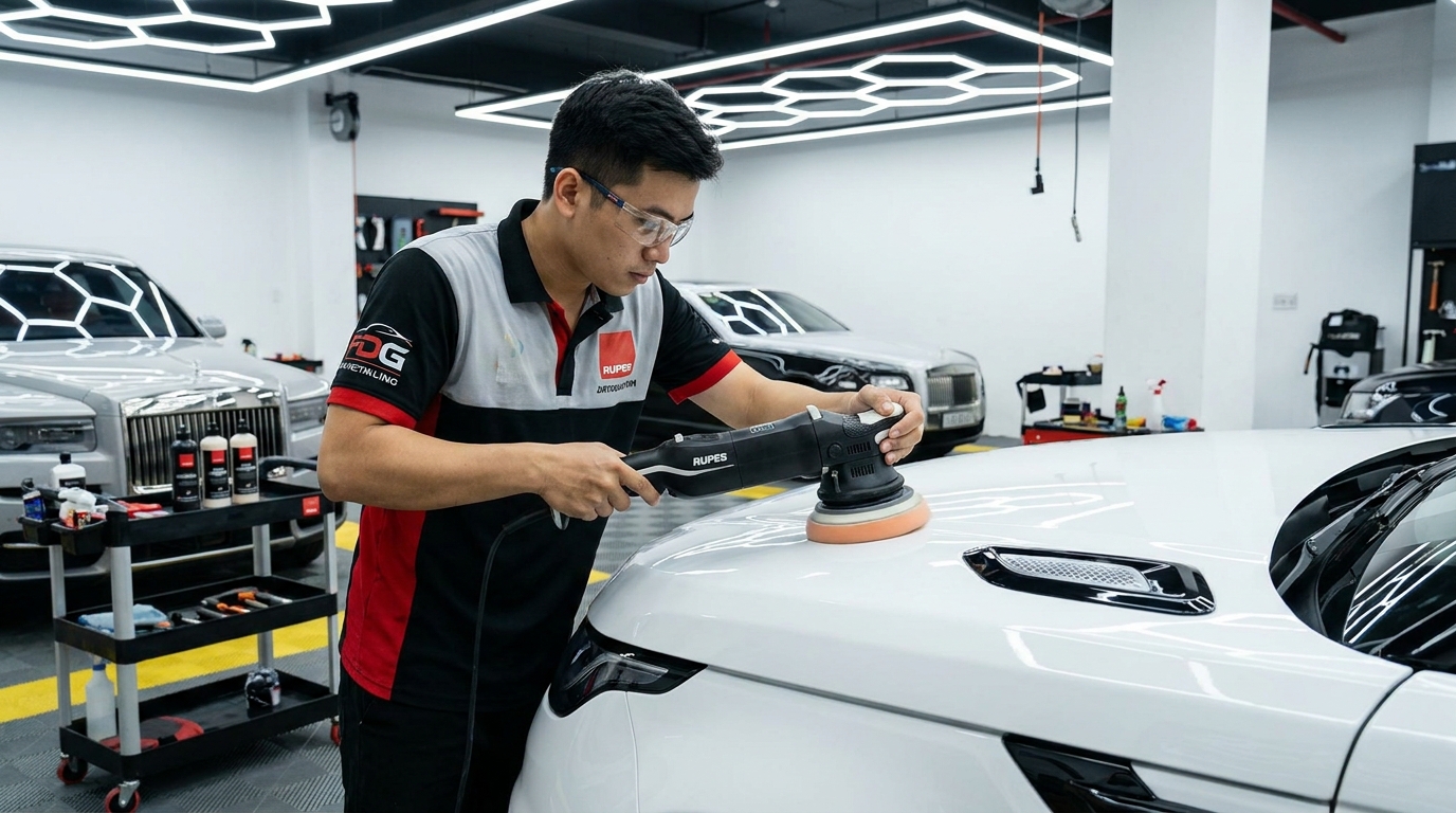 Quy Trình Dán Ppf Ô Tô Chuẩn Mỹ Tại Trung Tâm Chăm Sóc Xe Chuyên Nghiệp 3 DanhBongHieuChinhBeMatSonTruocKhiDanPpf