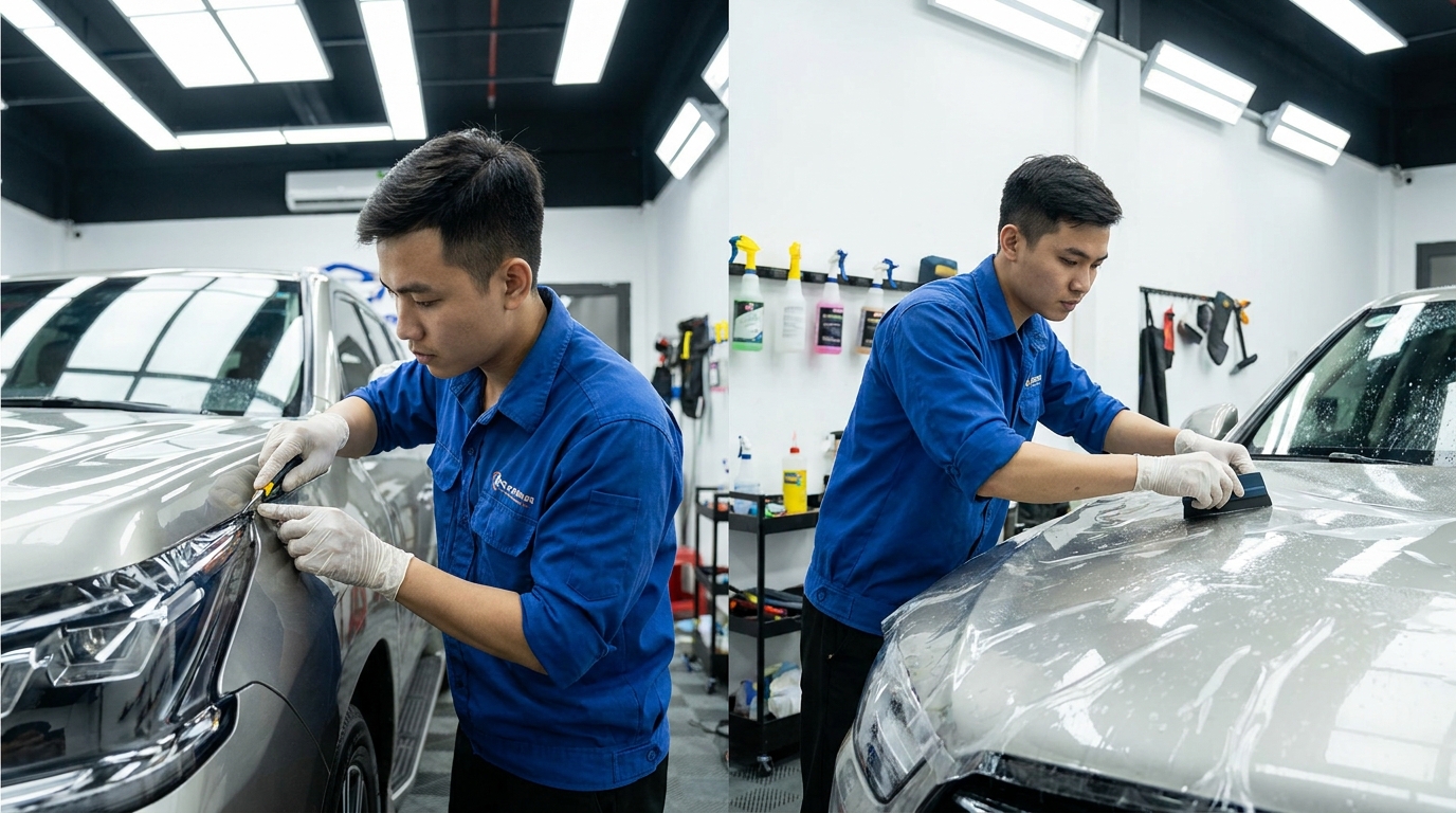 Công Nghệ Cắt Phim Ppf Bằng Máy Cnc (PreCut) Tại Trung Tâm Chuyên Nghiệp 3 SoSanhDanPpfThuCongVaPreCutCnc